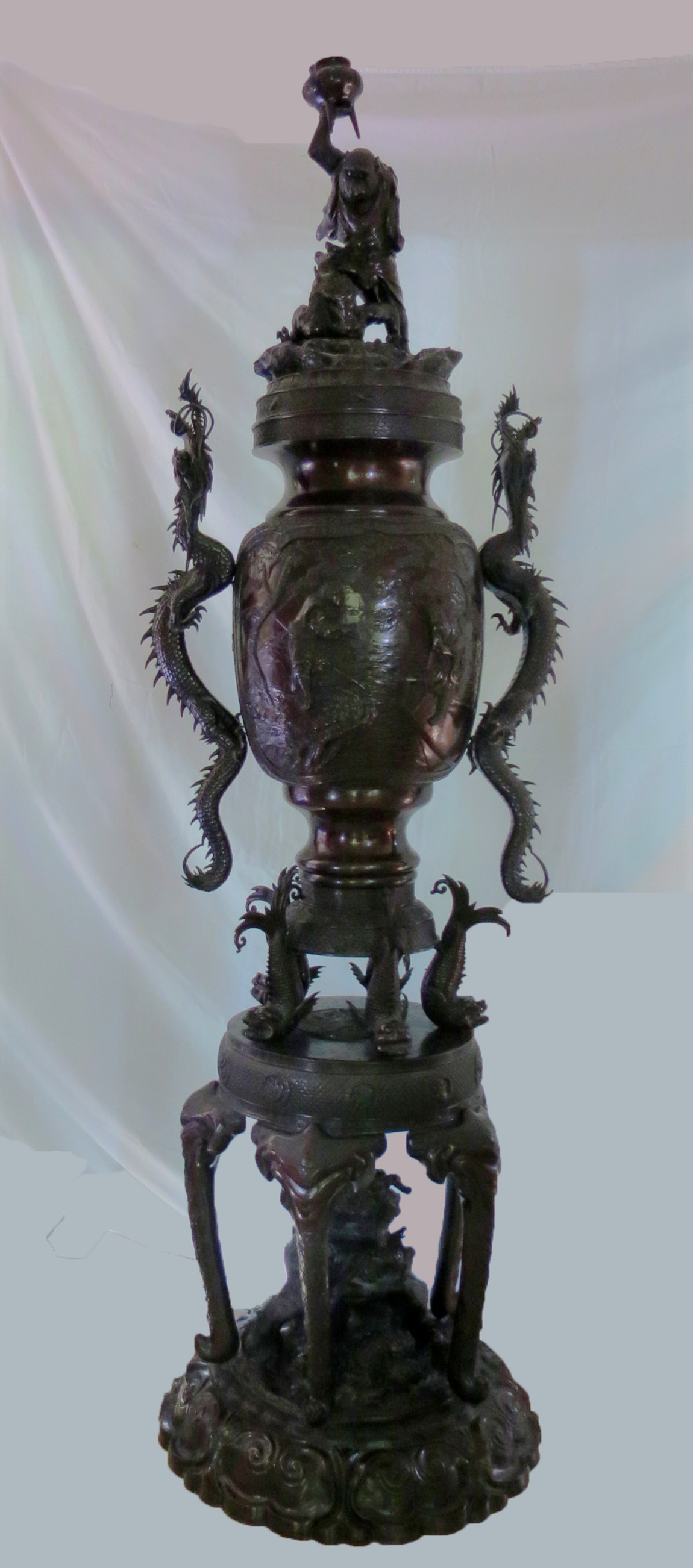 HUGE Mammoth Antique Japanese Bronze Incense Burner Modernism